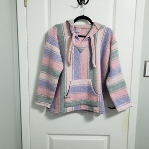 VINTAGE Striped Pastel Baja Mexican Hoodie